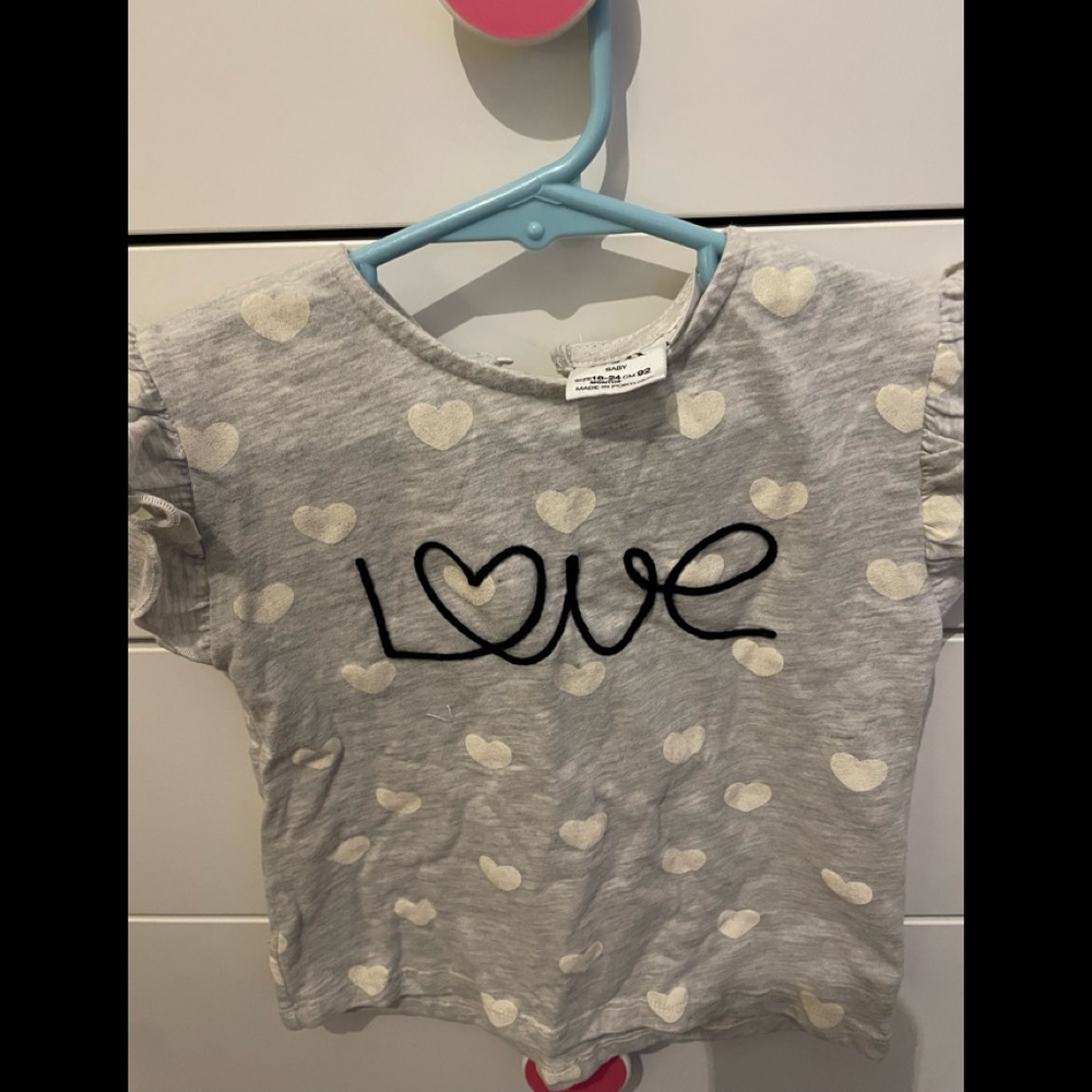 Gray LOVE shirt for a baby girl